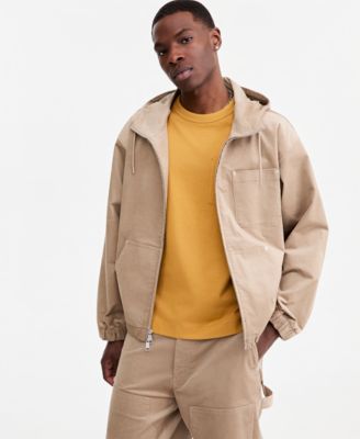 Men's Relaxed-Fit Twill Zip-Front Hoodie