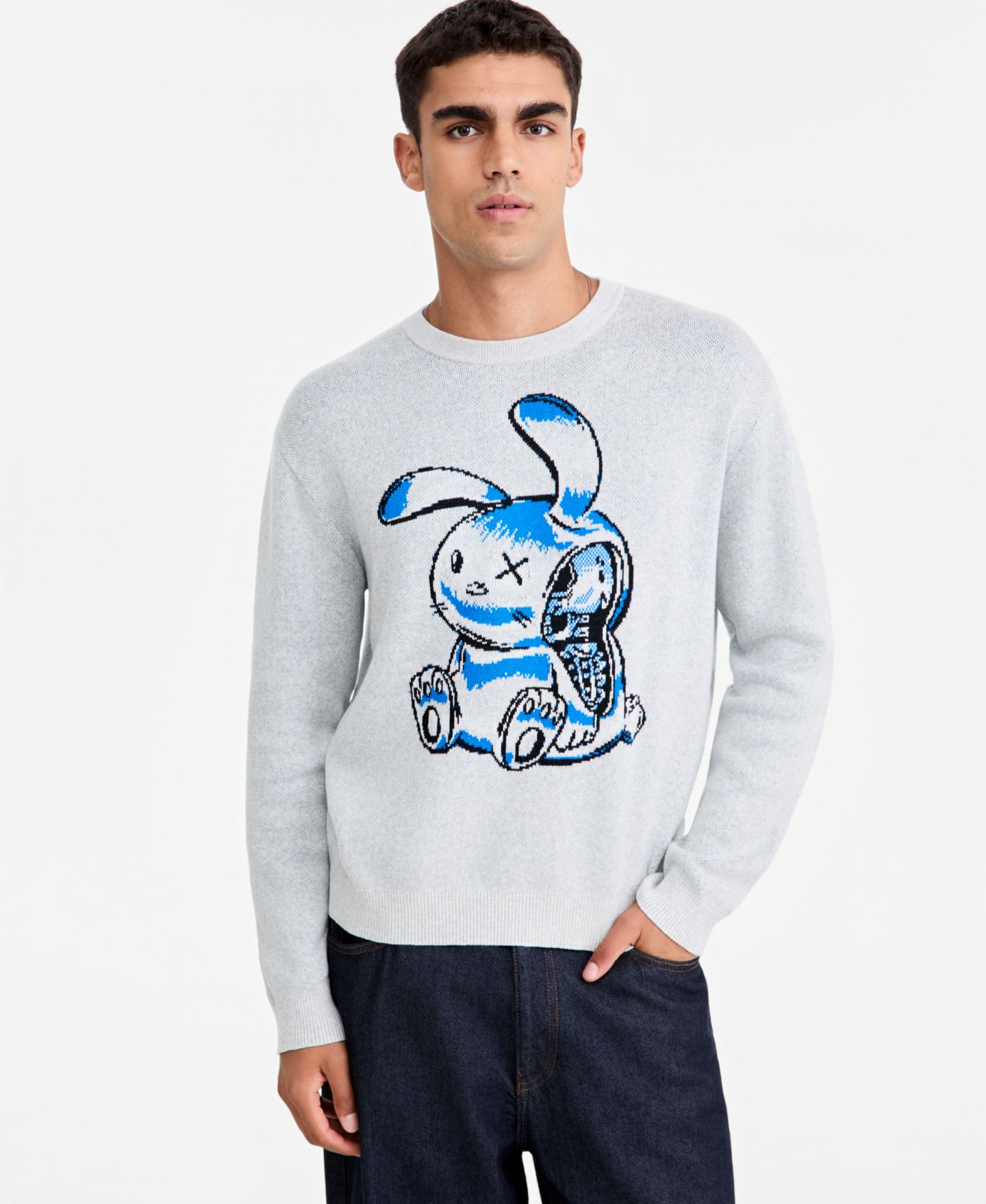 Мужской свитер Mode of One Graphic Crewneck Long-Sleeve Sweater, цвет: Сланцевый — фото 1
