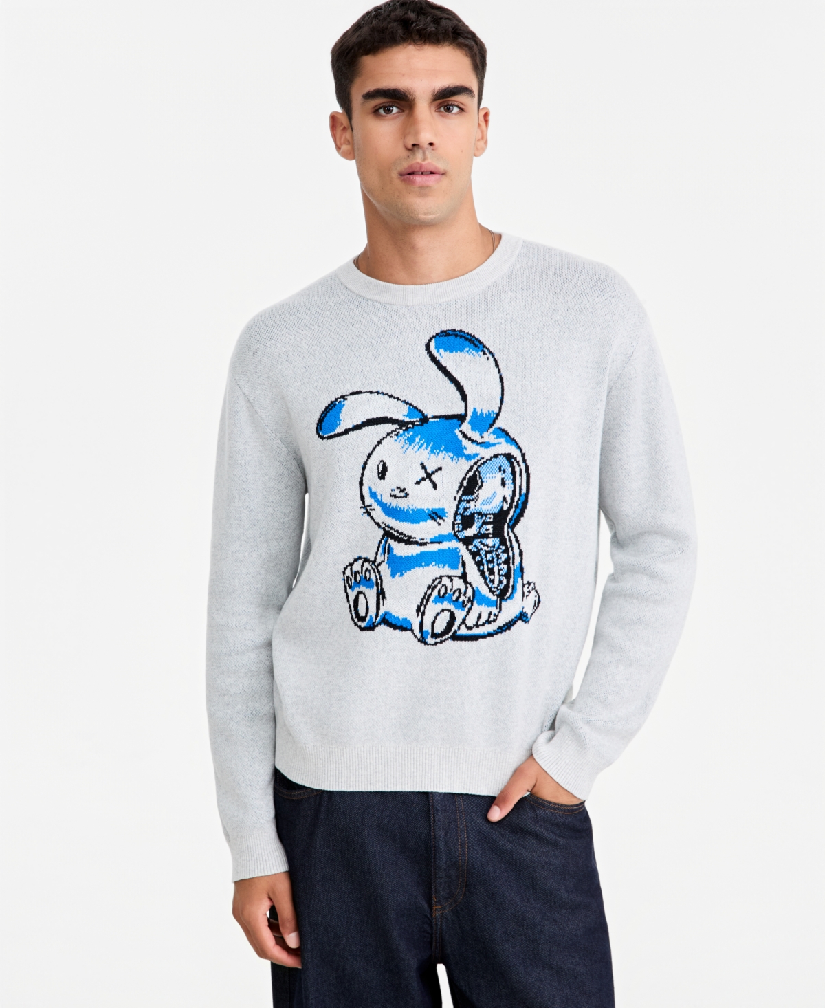 Mode of One Men's Graphic Crewneck Long-Sleeve Sweater, Macy's Exclusive
