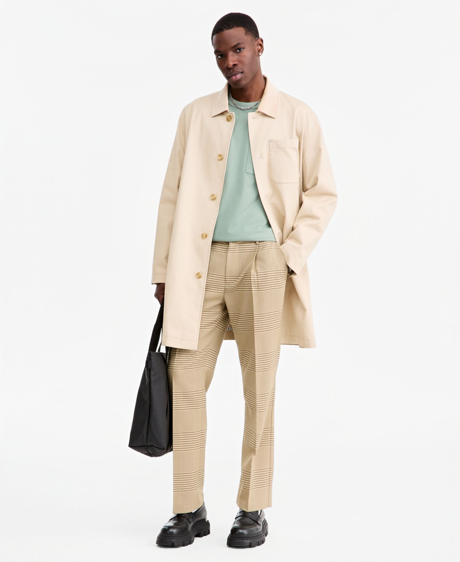 Men's Relaxed-Fit Cotton-Twill Overcoat