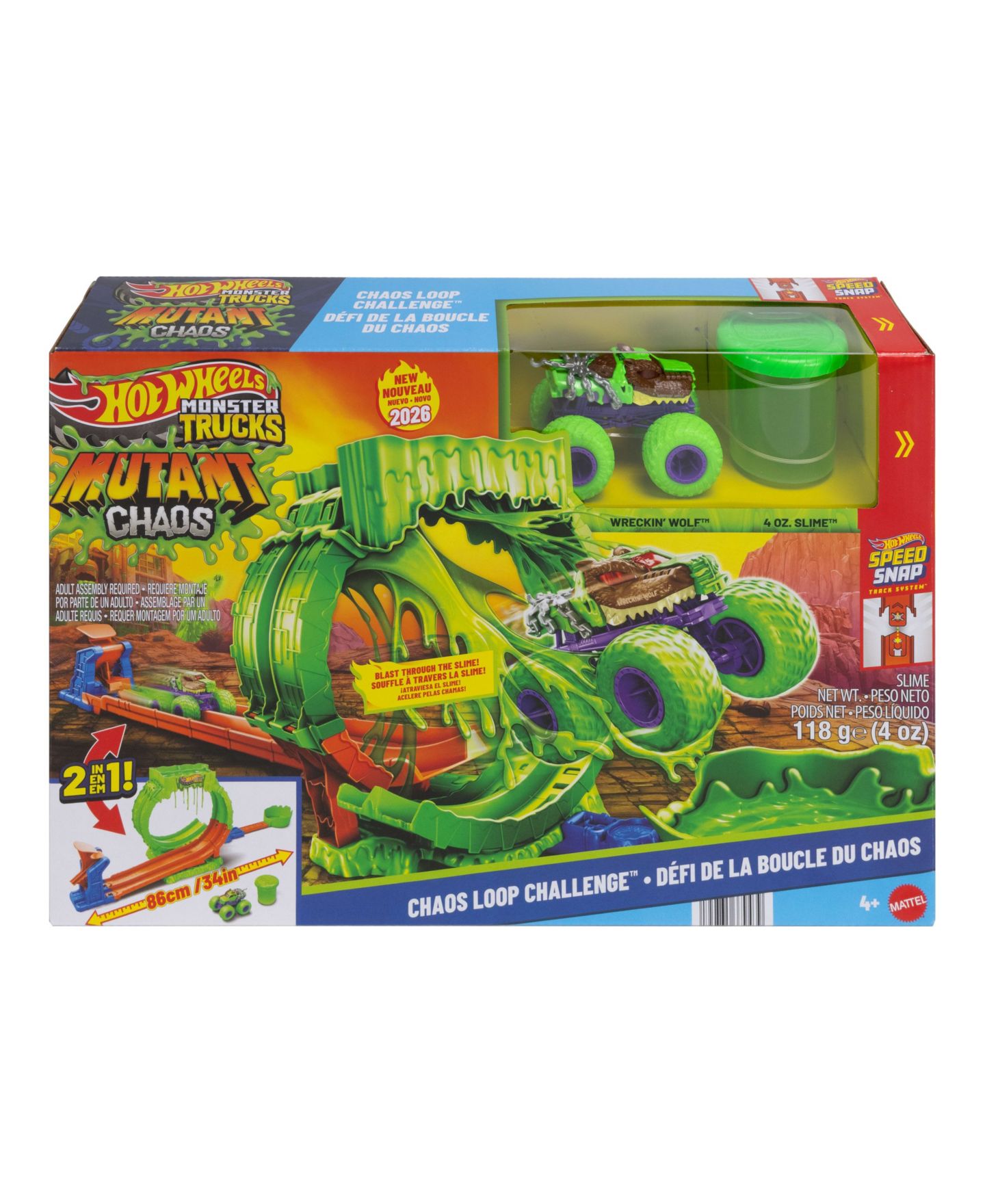 Детский игровой набор Hot Wheels 1:64 Scale Monster Trucks Mutant Chaos Loop Challenge Playset with Slime — фото 6