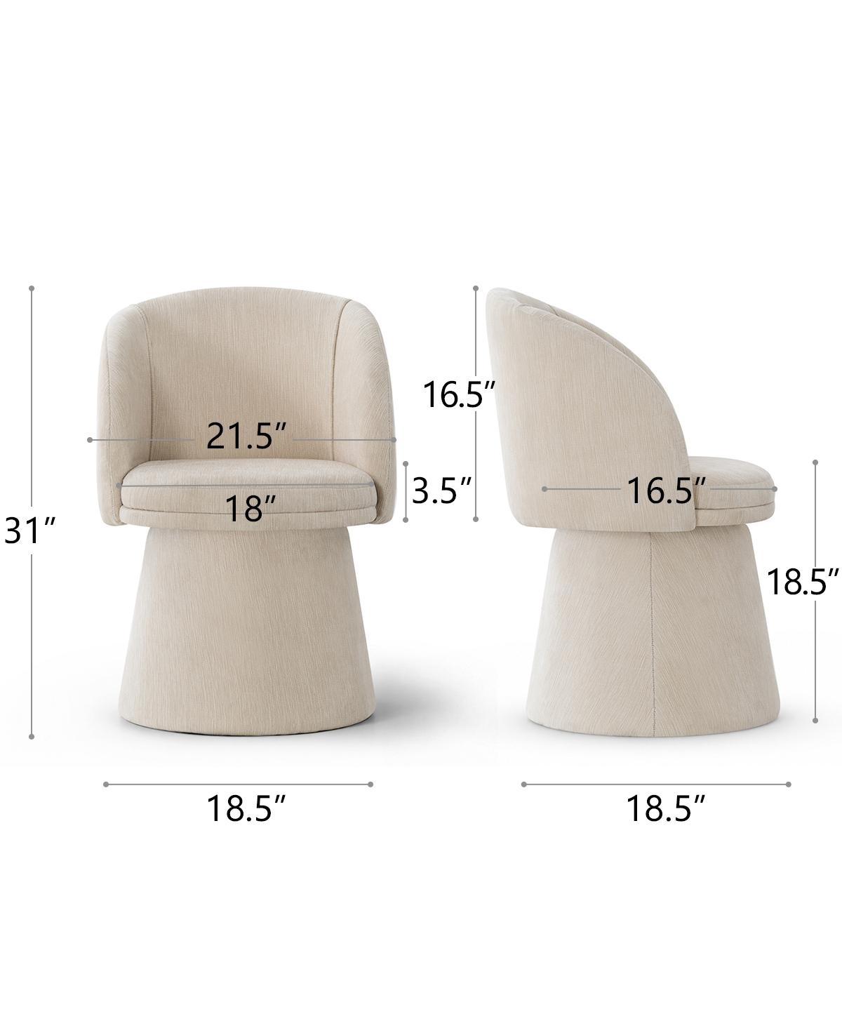 Maison Boucle Modern Swivel Dining Chair Set of 2, Textured Chenille Fabric, Barrel Accent Chairs With Upholstered Pedestal Base