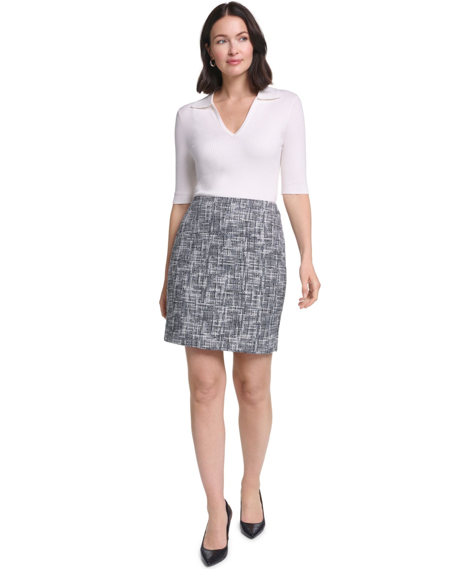 Women's Tweed Plaid-Mini Skirt