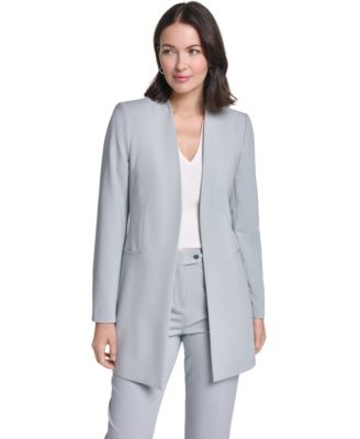 Women's Collarless Open-Front Long Topper Jacket
