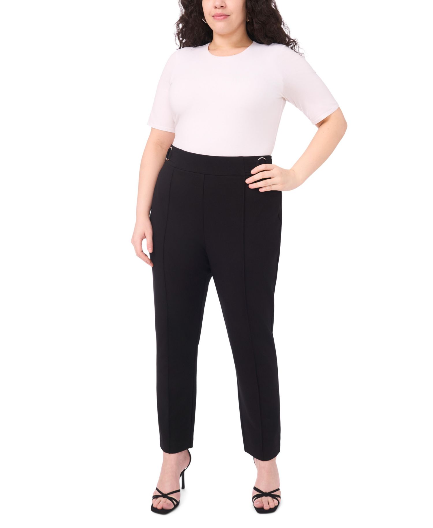 Plus Size Slim-Leg Pull-On Ankle Pants