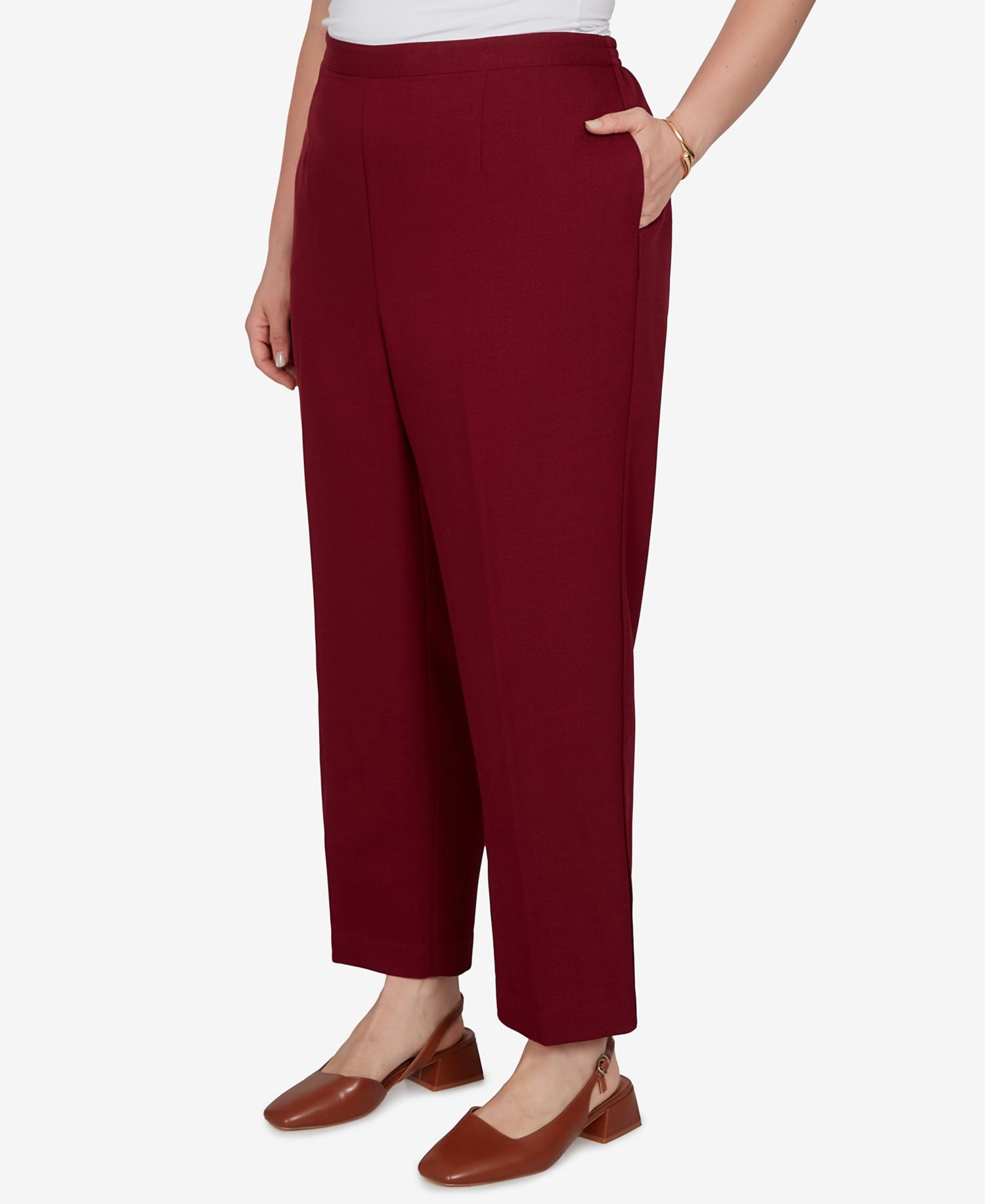 Plus Size Union Square Textured Straight Pull-On Pants