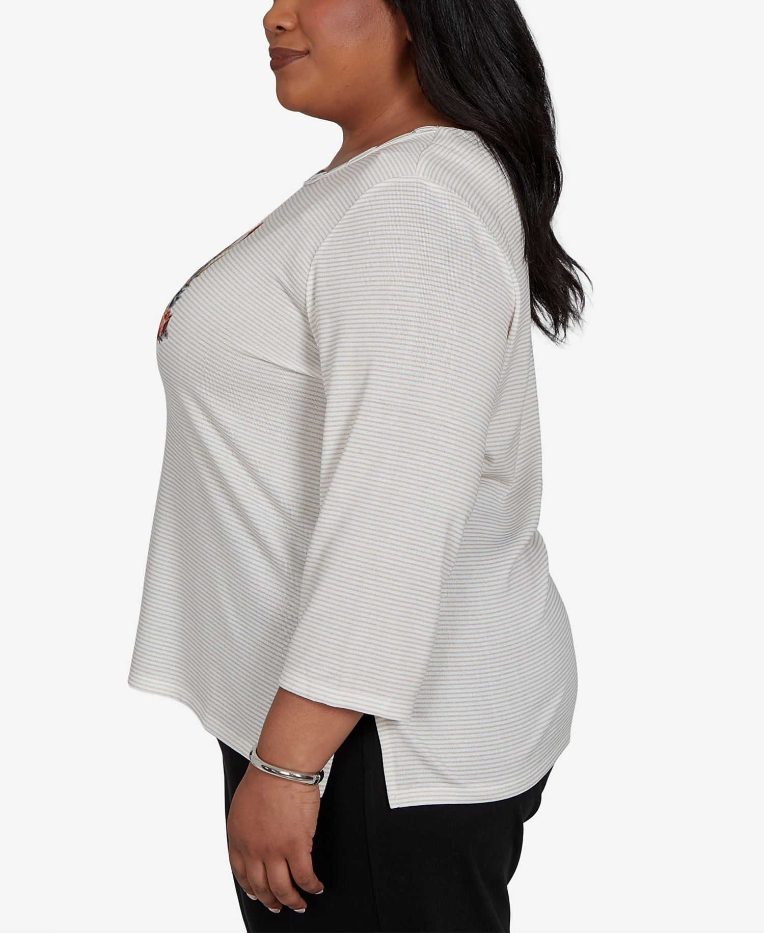 Plus Size Santa Cat 3/4-Sleeve Knit Top