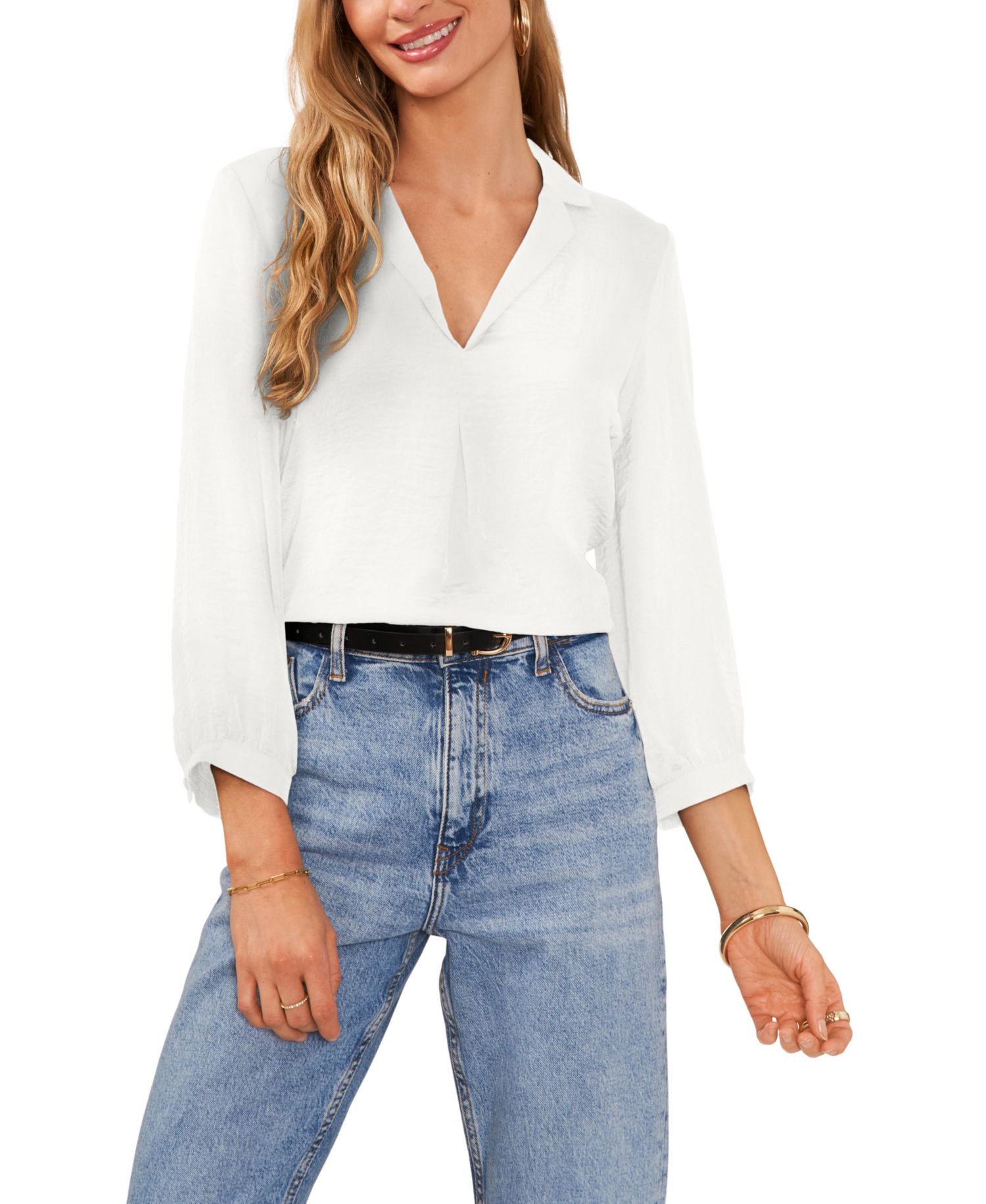 Women's Collared V-Neck Top