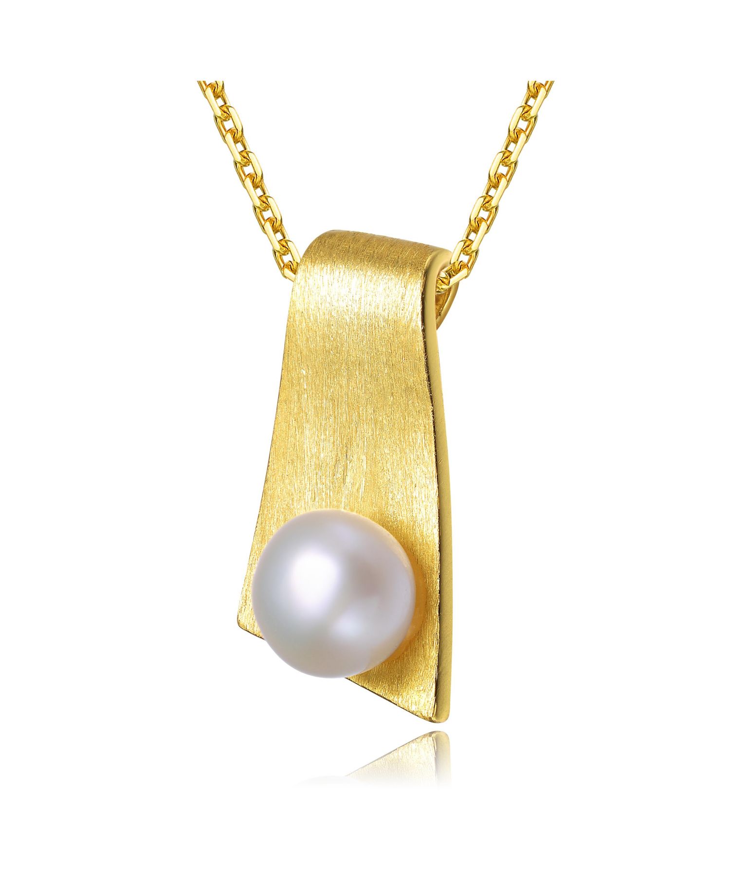 Sterling Silver 18K Gold Plated Unique Pearl Pendant Necklace
