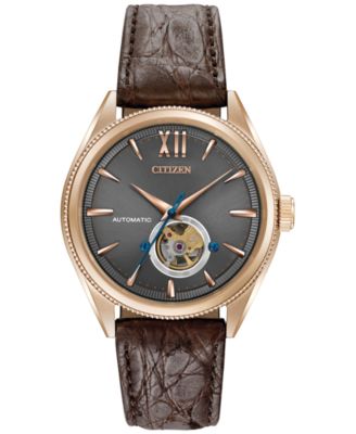 Citizen - Men's Automatic Grand Classic Brown Leather Strap Watch 42mm NB4003-01H