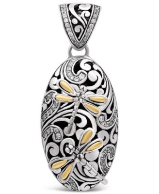 Dragonfly Pendant in Sterling Silver and 18K Gold