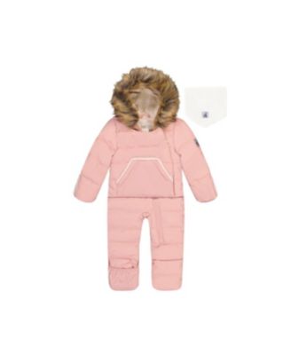 Baby Girl Snug One Piece Snowsuit Adapted for Car Seats Pale Dusty