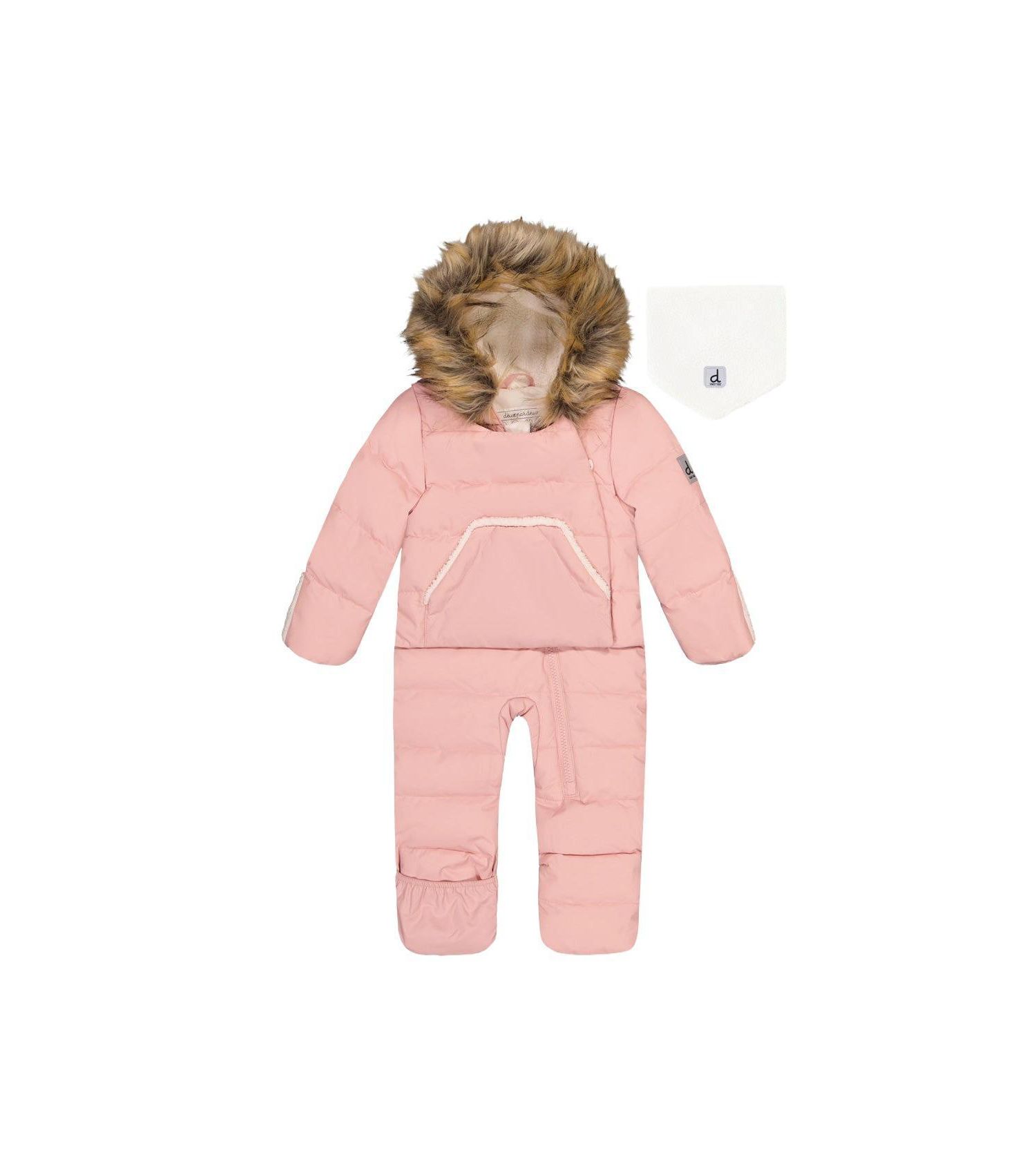 Baby Girl Snug One Piece Snowsuit Adapted for Car Seats Pale Dusty