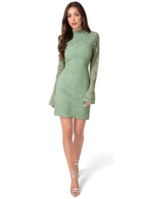 Women's Lace Floral Bell Sleeve Dress