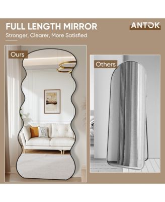 Full Length Mirror, 71"x32" Wavy Mirror Full Length with Stand for Bedroom, Living Room Cloakroom