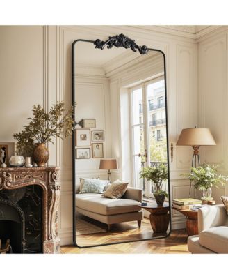 Retro Full Length Mirror, 71"x32" Carved Floor Mirror for Bedroom, Hanging Mounted for Living Room Cloakroom
