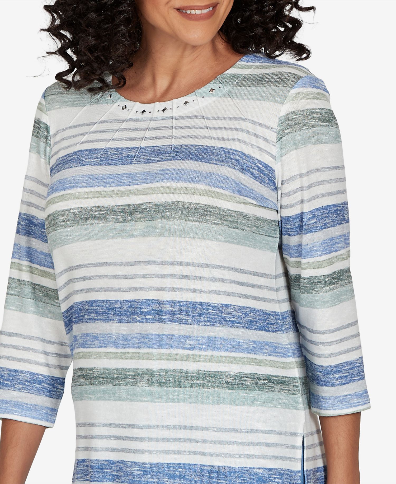 Petite Provence 3/4-Sleeve Crew Neck Knit Top