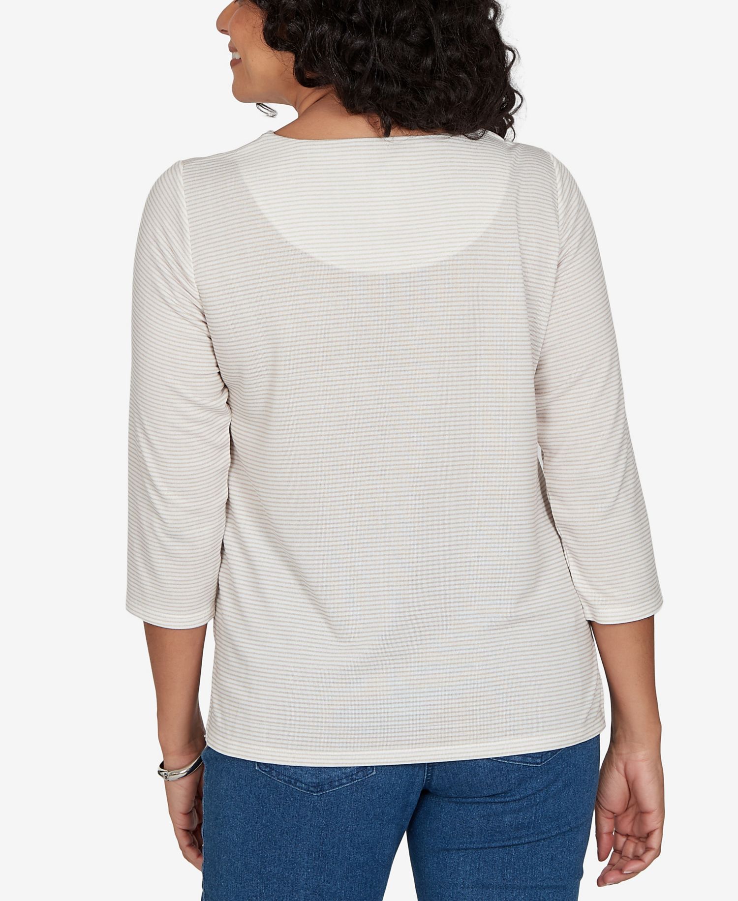 Petite Santa Cat Holiday 3/4-Sleeve Knit Top