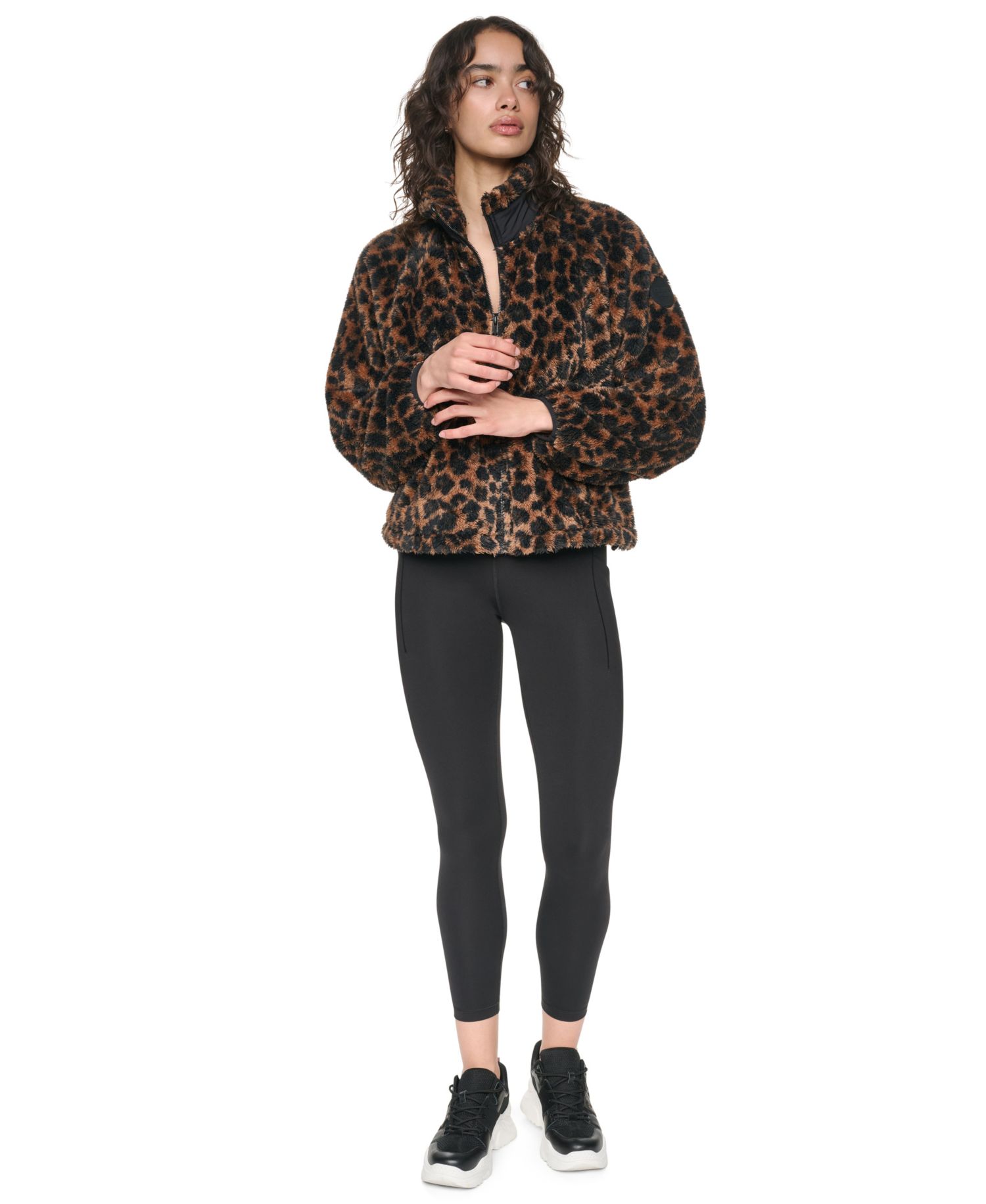 Women's Printed Sherpa Fleece Mock Neck Jacket