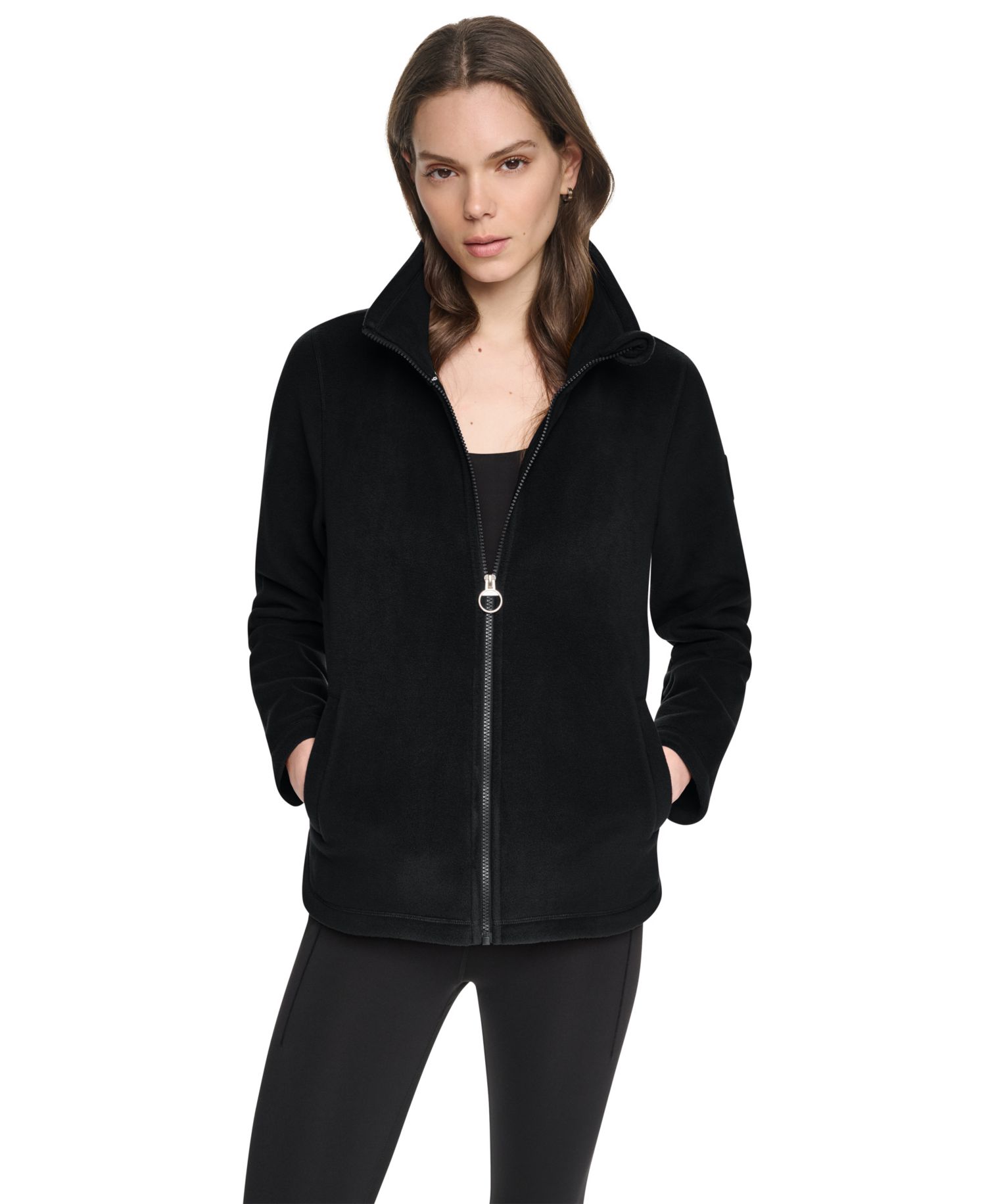 Women's Fleece Curved-Hem Zip-Up Jacket