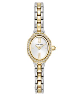 Women's Quartz Oval Silver Dial Two-Tone Alloy Metal Bracelet Watch 18mm