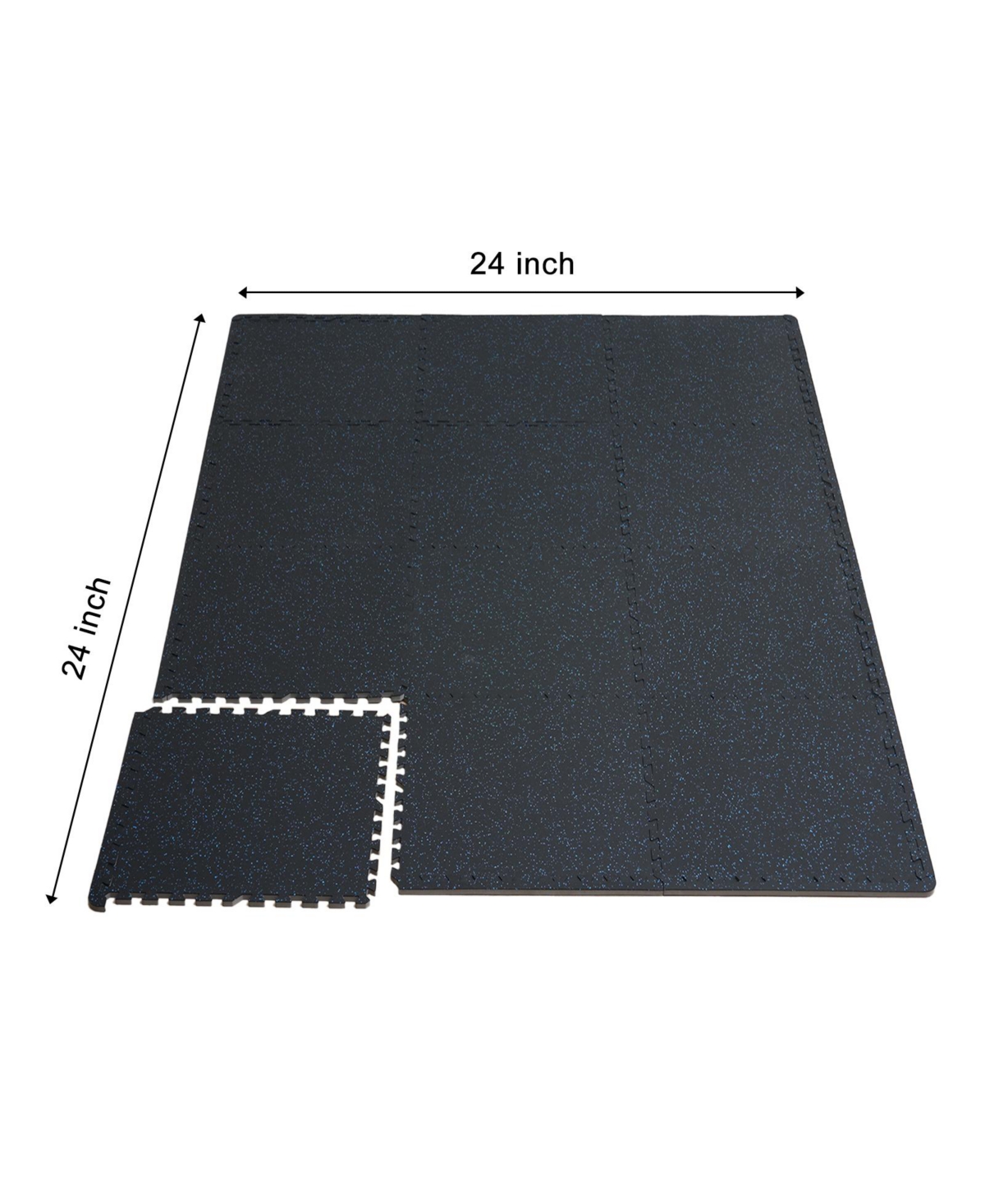Sevorley Interlocking Gym Floor Tiles, 6-Piece Rubber-Top Puzzle Mats, 24 Sq Ft