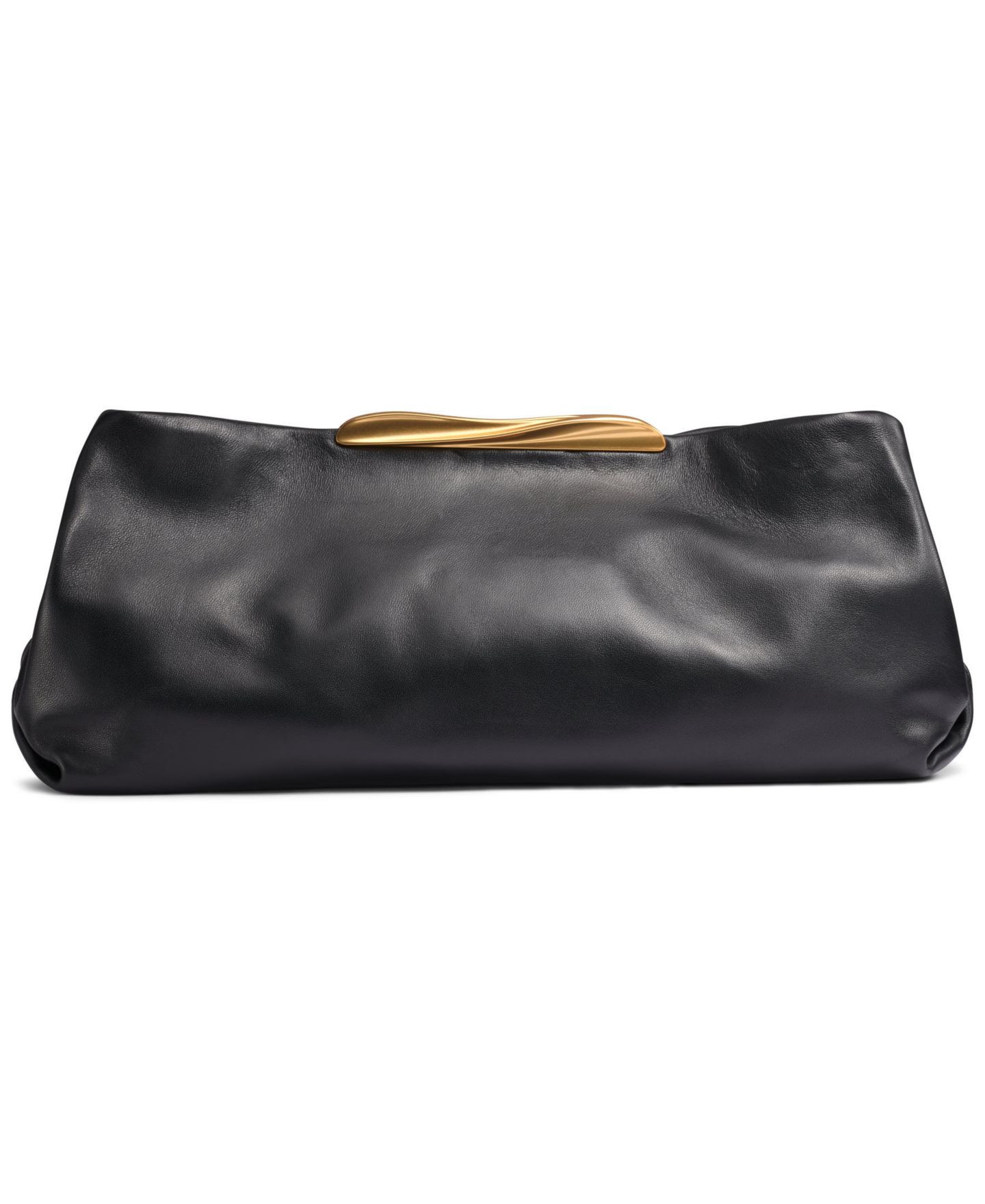 Женский клатч Donna Karan New York Poplin Extra-Large Leather Clutch Handbag, цвет: Чёрный / Золотой — фото 4