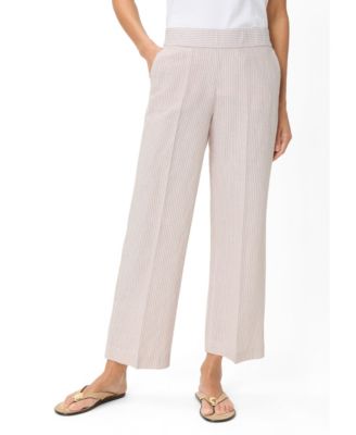 Women's Stripe Linen-Cotton Cropped Pant