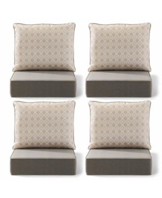 Luxury Outdoor Deep Seat Replacement Cushion Set 6in Thick Set of 4