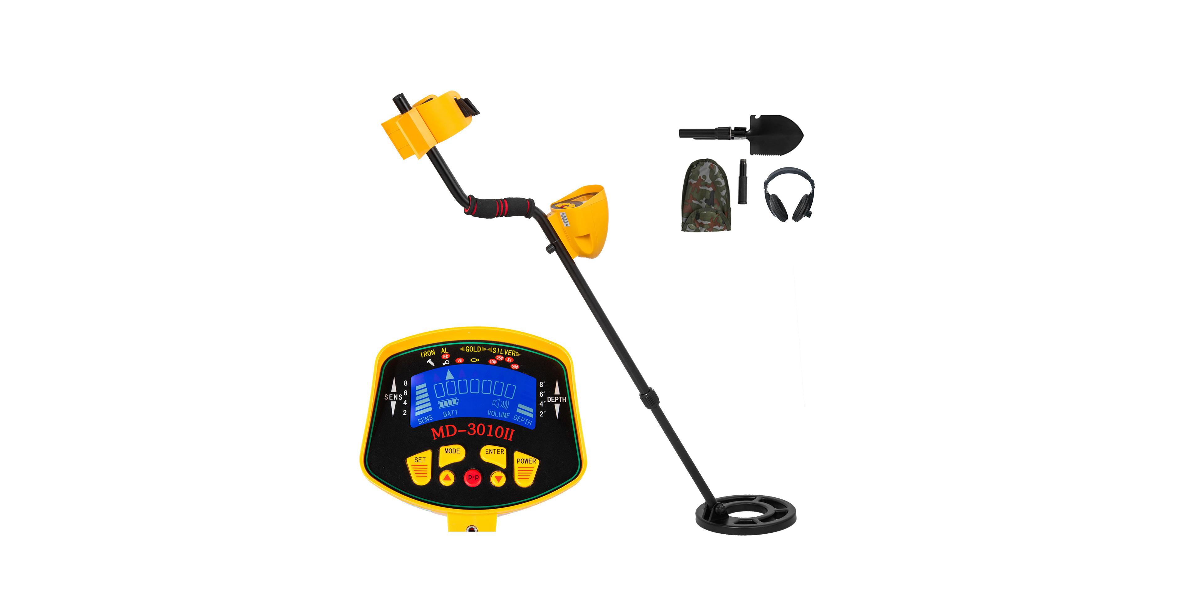 Sevorley Waterproof Metal Detector with Lcd Display, 2 Detection Modes, Adjustable Stem, Shovel and Headphones for Adults and Kids