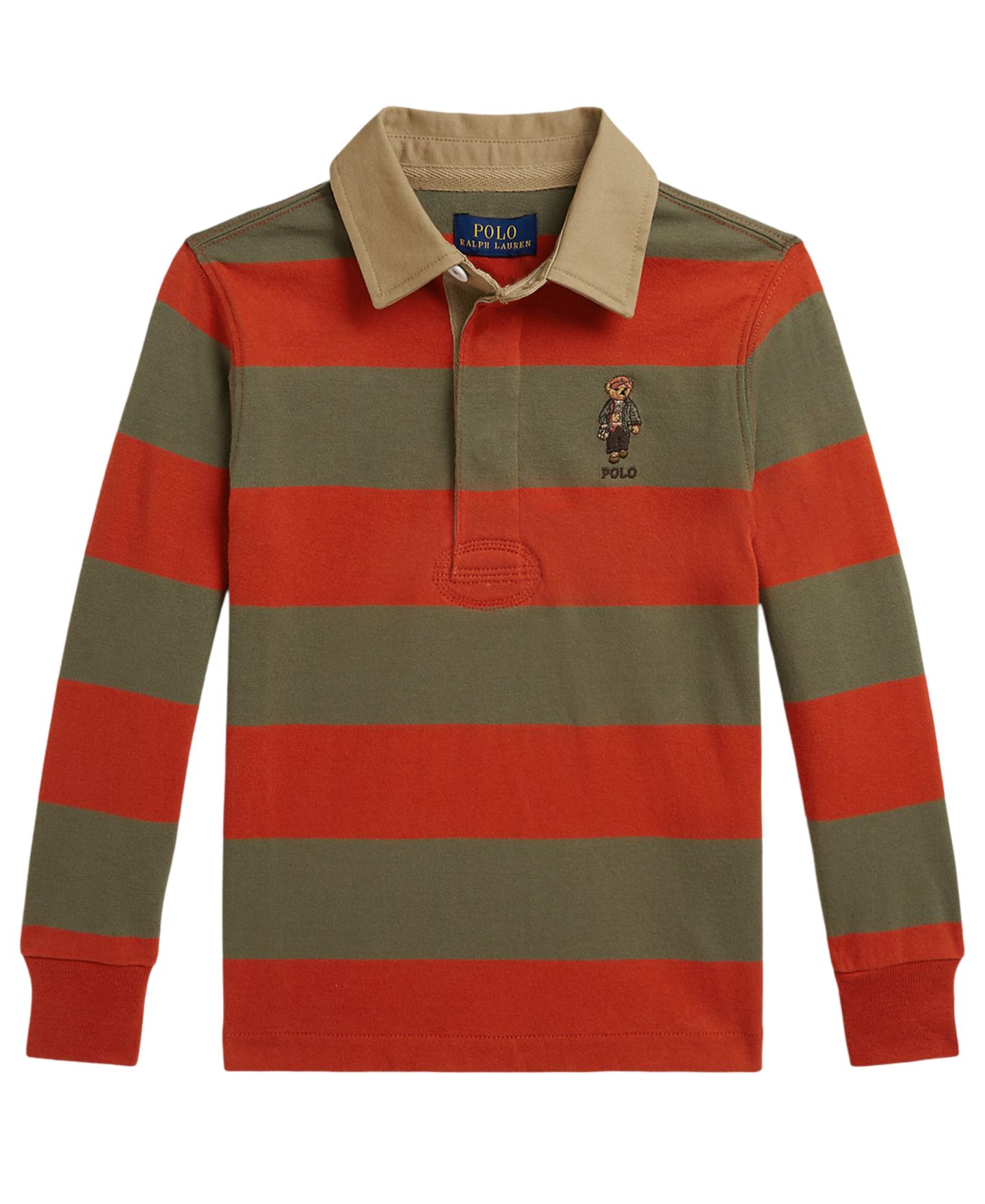 Рубашка Polo Ralph Lauren Polo Bear Rugby Shirt для мальчиков, цвет: Оранжевый разноцветный — фото 1