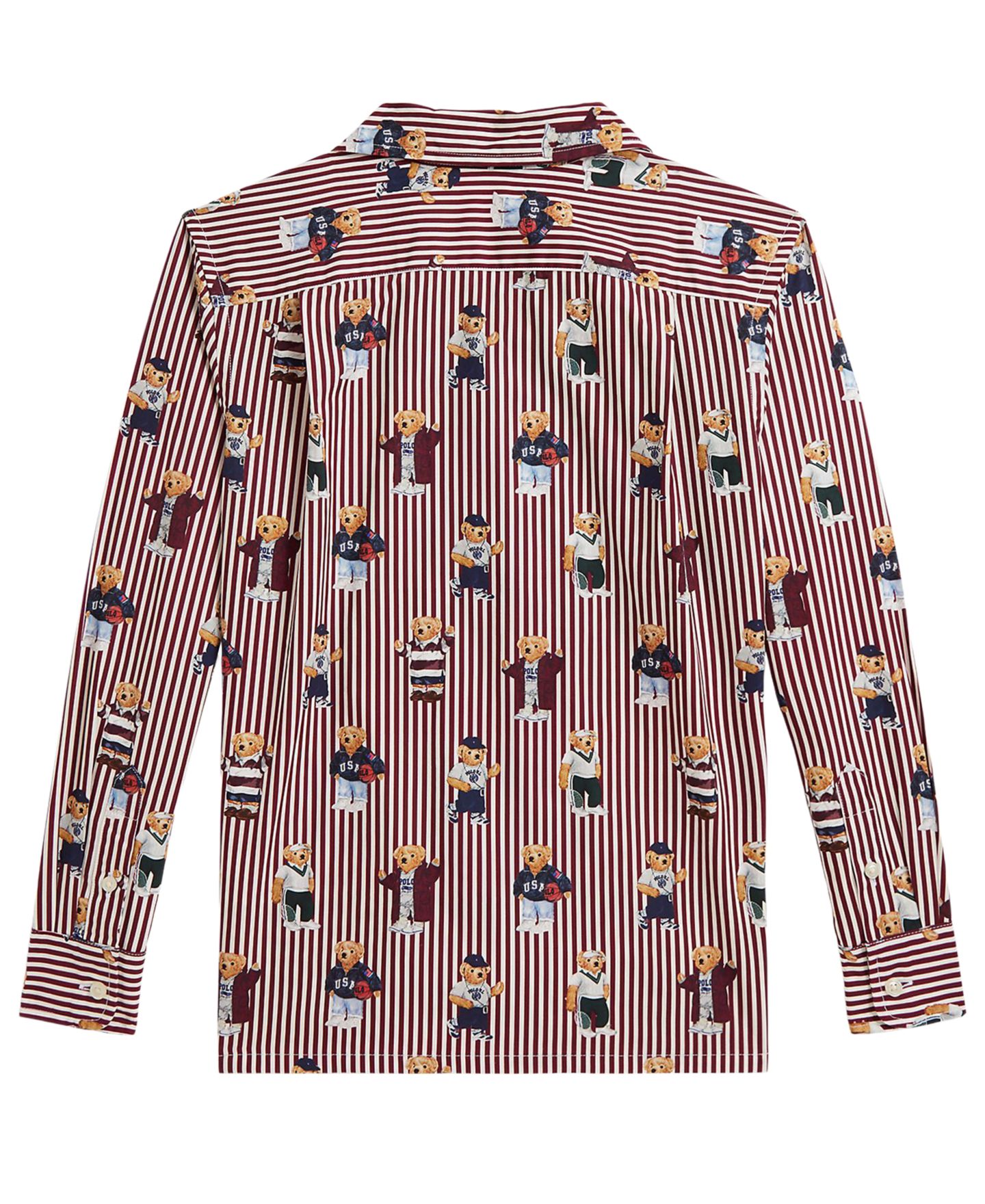 Рубашка Polo Ralph Lauren Polo Bear Striped Cotton Shirt для мальчиков, цвет: Полосатый — фото 5