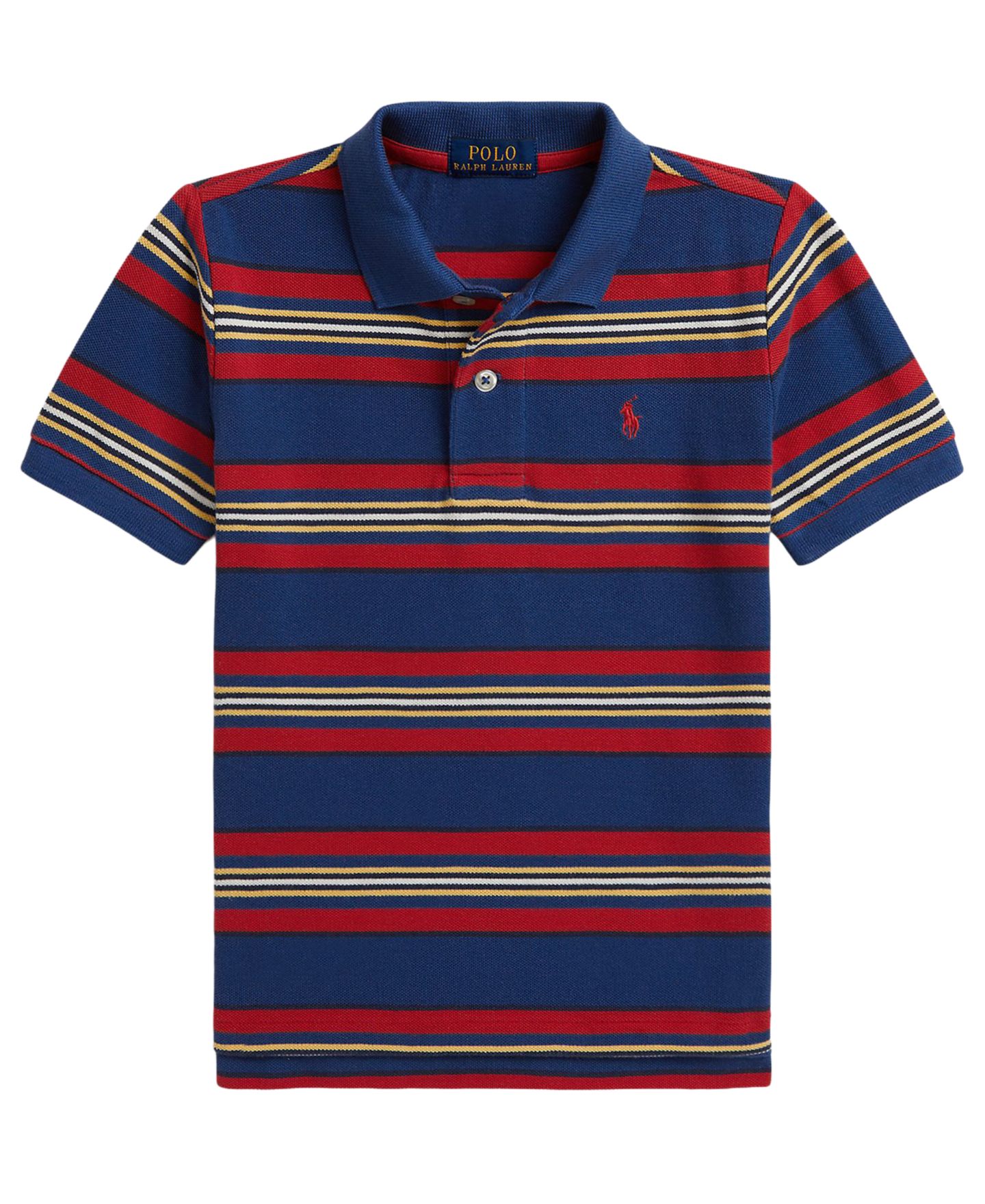 Поло Polo Ralph Lauren Striped Mesh Polo Shirt для мальчиков, цвет: Пыльный разноцветный — фото 1