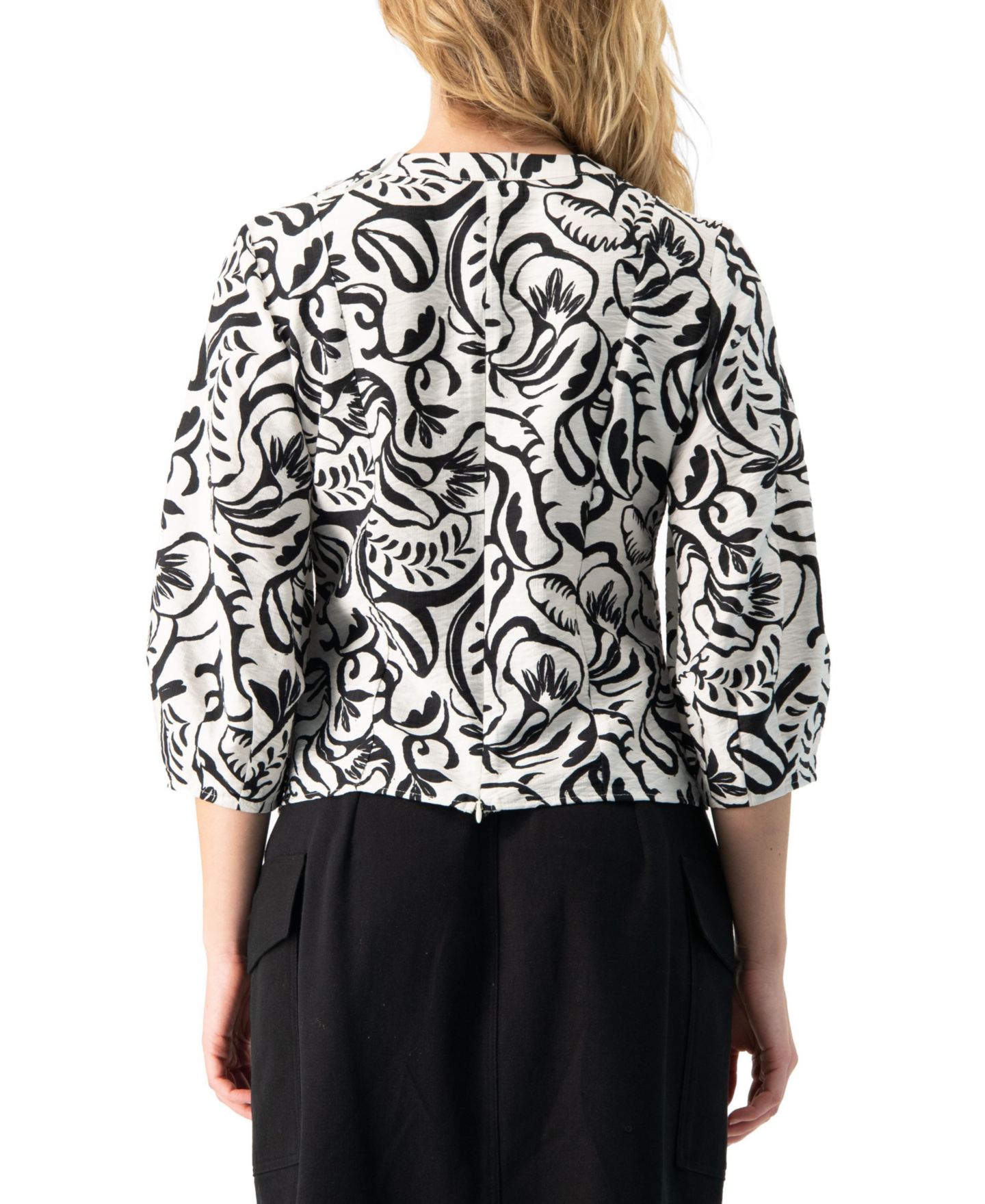Женская блузка Ivonne Graphic Brushstroke Floral Woven V-Neck, цвет: Белый — фото 2