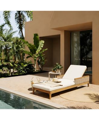 Acacia Wood Outdoor Chaise Lounge, 4-Position Adjustable Patio Daybed