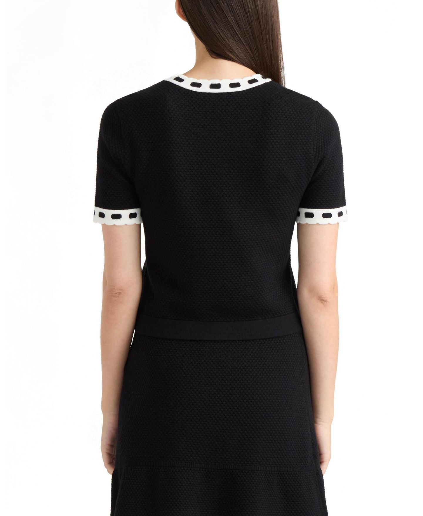 Женский свитер Ellen Tracy Short Sleeve with Contrast Trim, цвет: Чёрный — фото 2