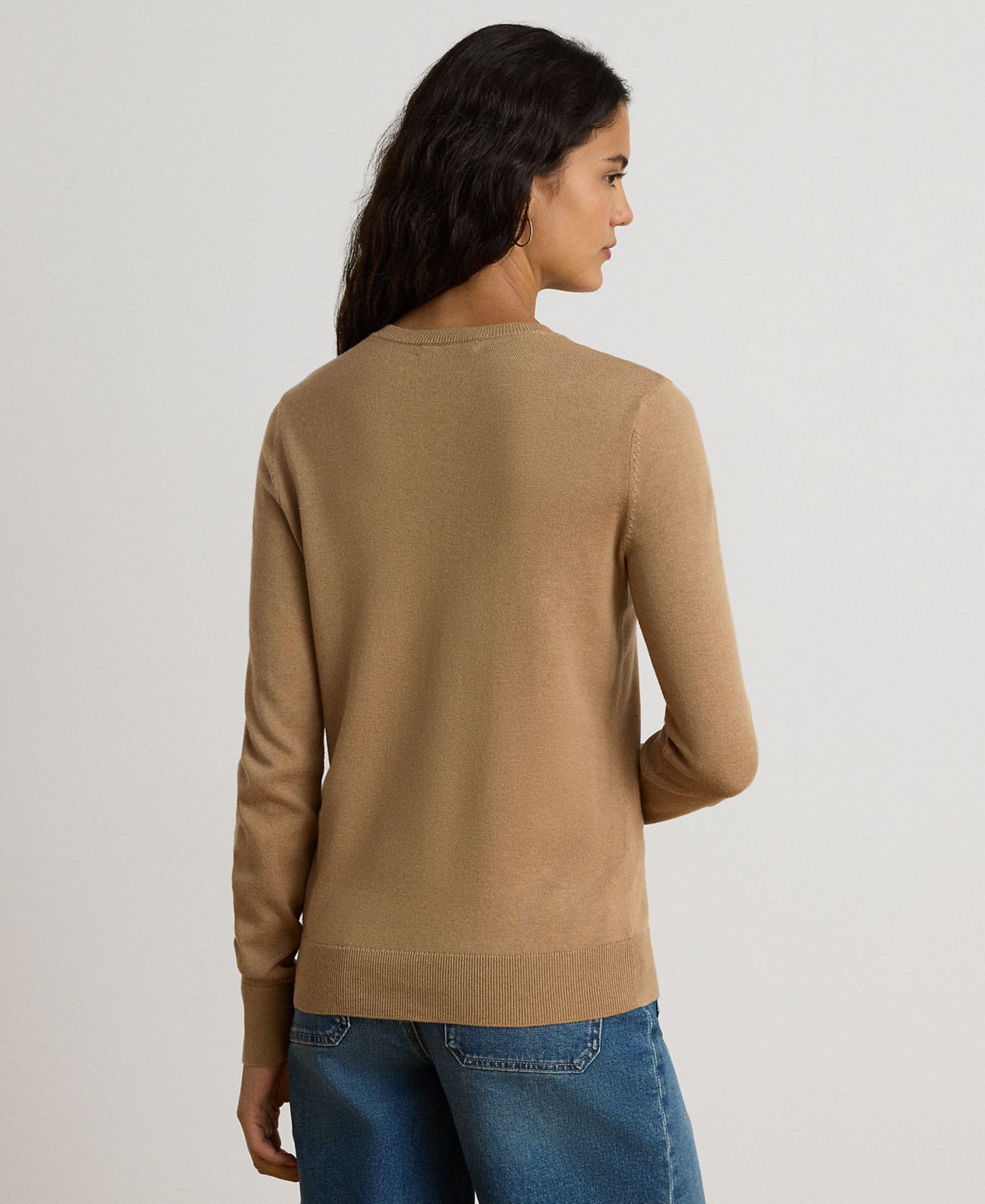 Женский свитер Lauren Ralph Lauren Petite Long-Sleeve Crewneck, цвет: Верблюжий — фото 4