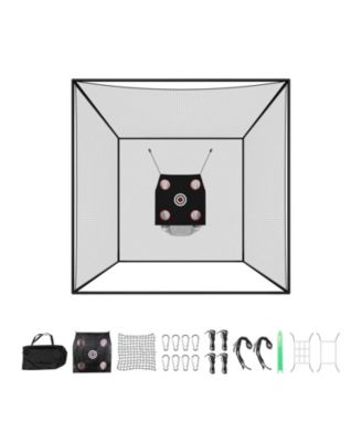 Golf Practice Cage, 10 x 10 x 10 ft Hitting Net with Golf and 9-Hole Baseball Targets