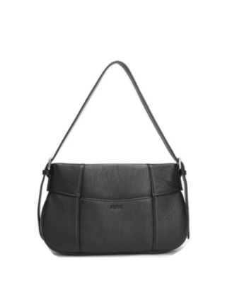 Women's Muse Pebble Leather Shoulder Bag Minimalist Slim East-West Convertible Crossbody Purse