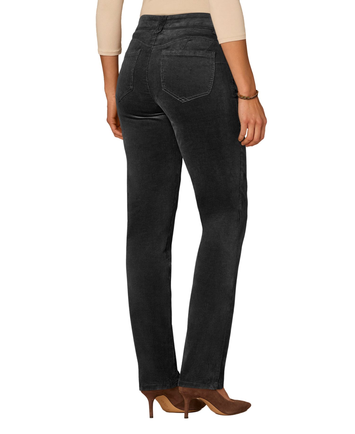Petite "Ab"solution Mid-Rise Corduroy Straight-Leg Jeans