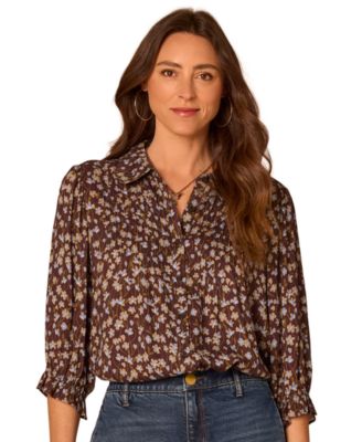 Petite 3/4-Sleeve Floral Blouse