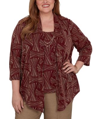 Plus Size Union Square Shimmer Abstract Two-in-One Top