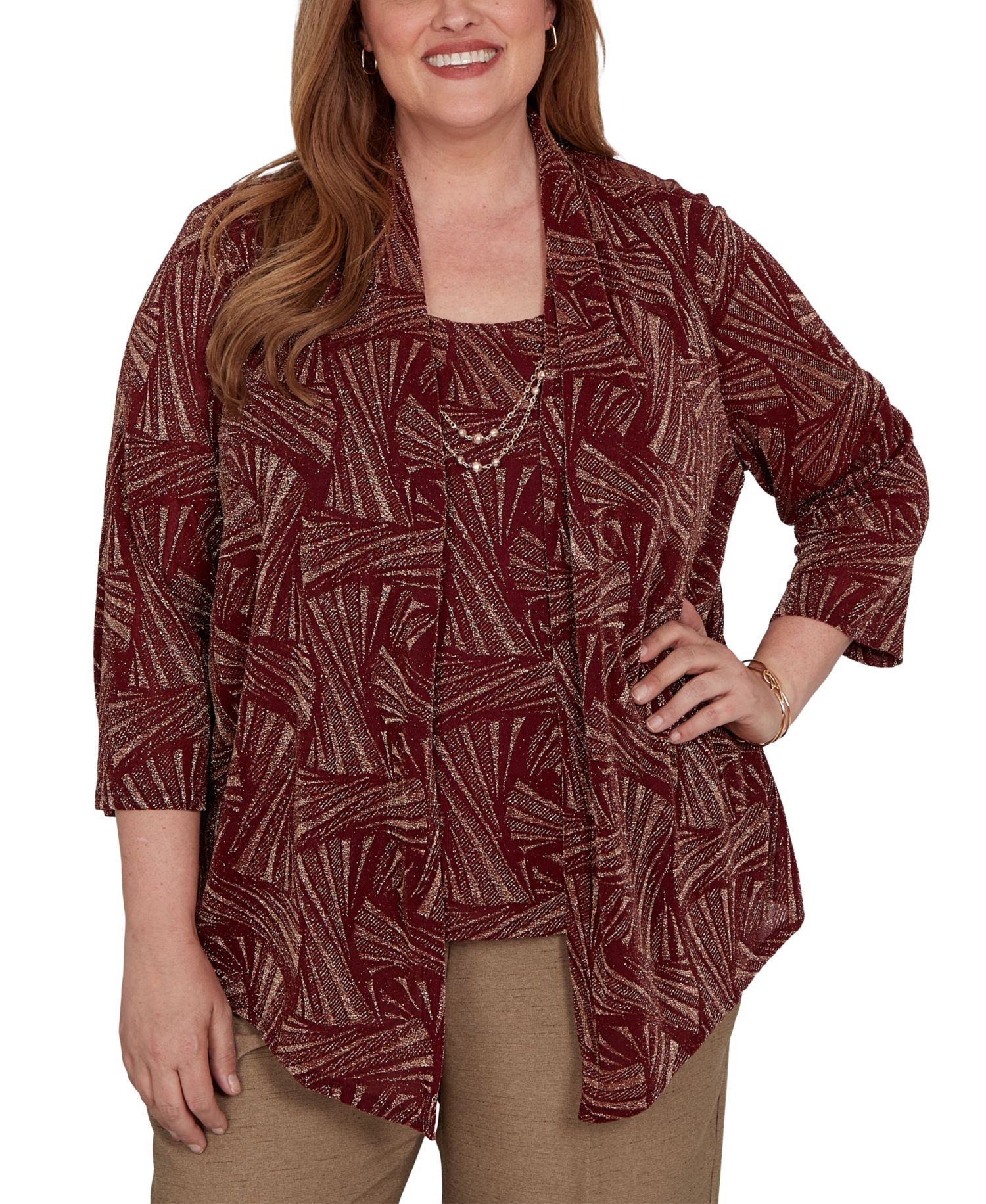 Plus Size Union Square Shimmer Abstract Two-in-One Top