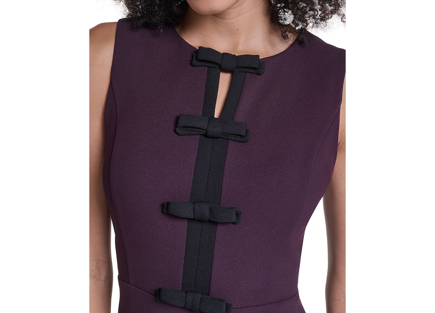 Women's Sleeveless Scuba Crepe Bow Sheath Dress