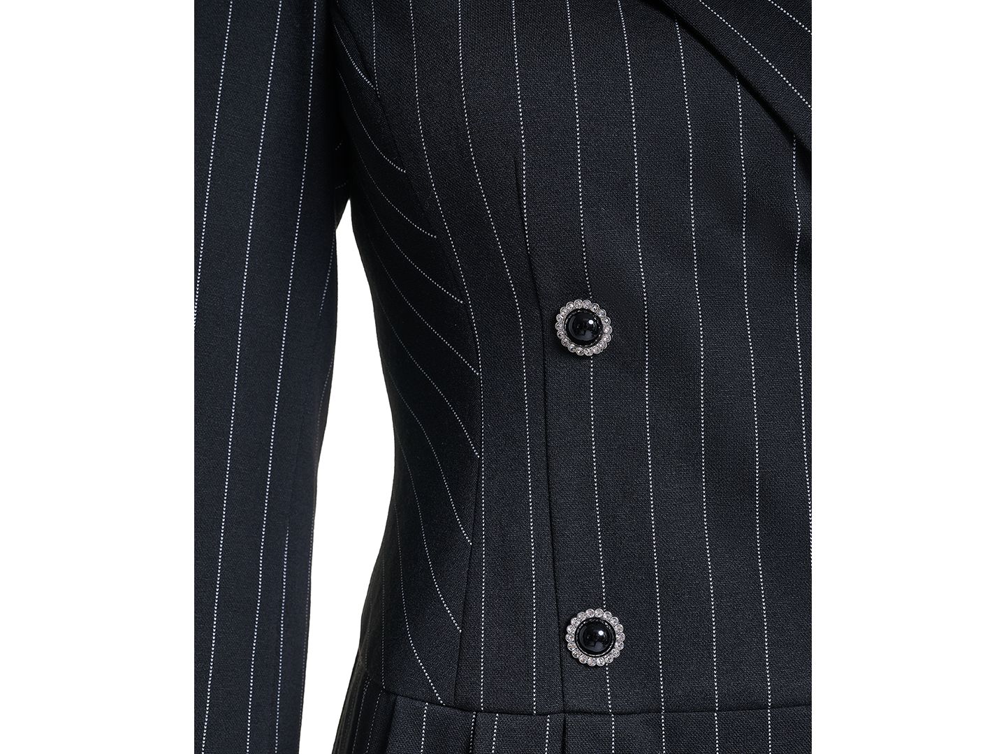 Женское платье KARL LAGERFELD PARIS Pinstripe Pleated Skirt Blazer, цвет: Чёрный / Мягкий белый — фото 5