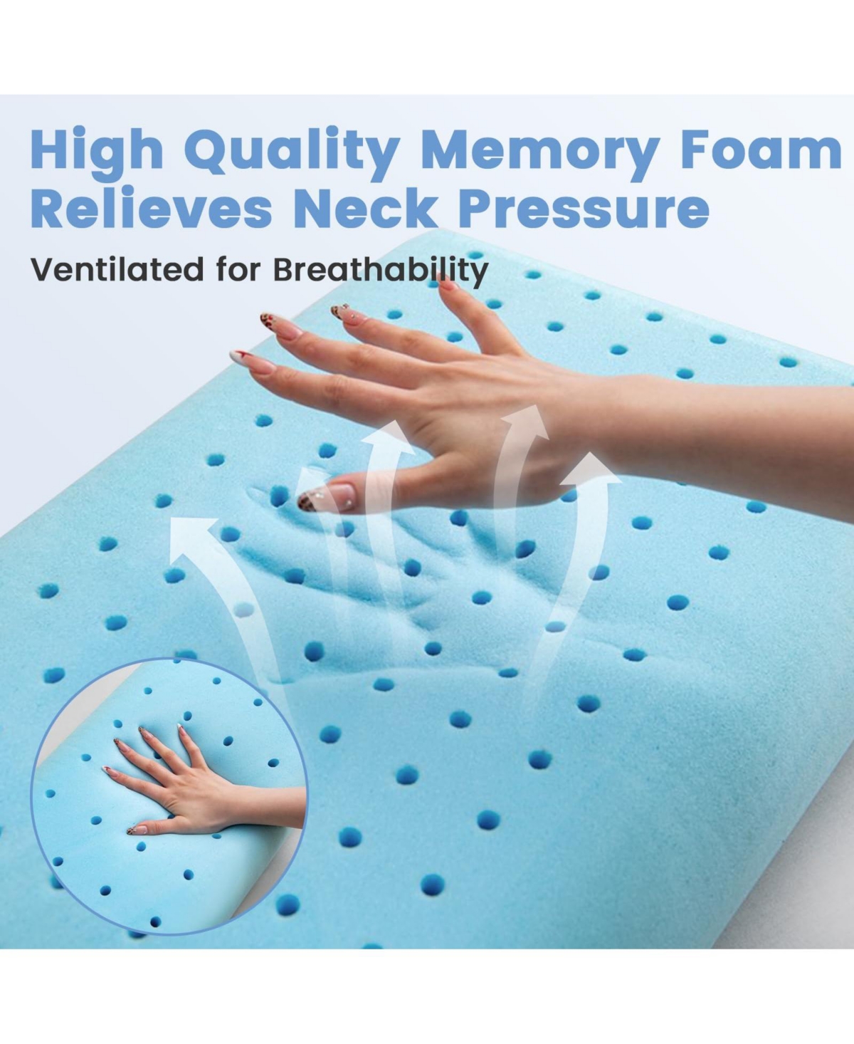 Piscifun Memory Foam Camping Travel Nap Pillow Washable Breathable Cover Support Neck Shoulder Back
