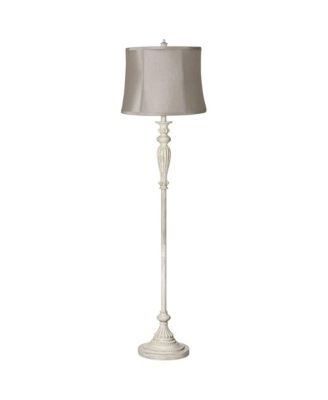 Vintage Shabby Chic Floor Lamp 60" Tall Antique Taupe Drum Shade for Living Room Reading Bedroom Office