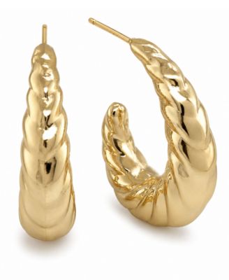 And Now This - Silver and Gold Twisted Puff J Hoop Earrings Silver
