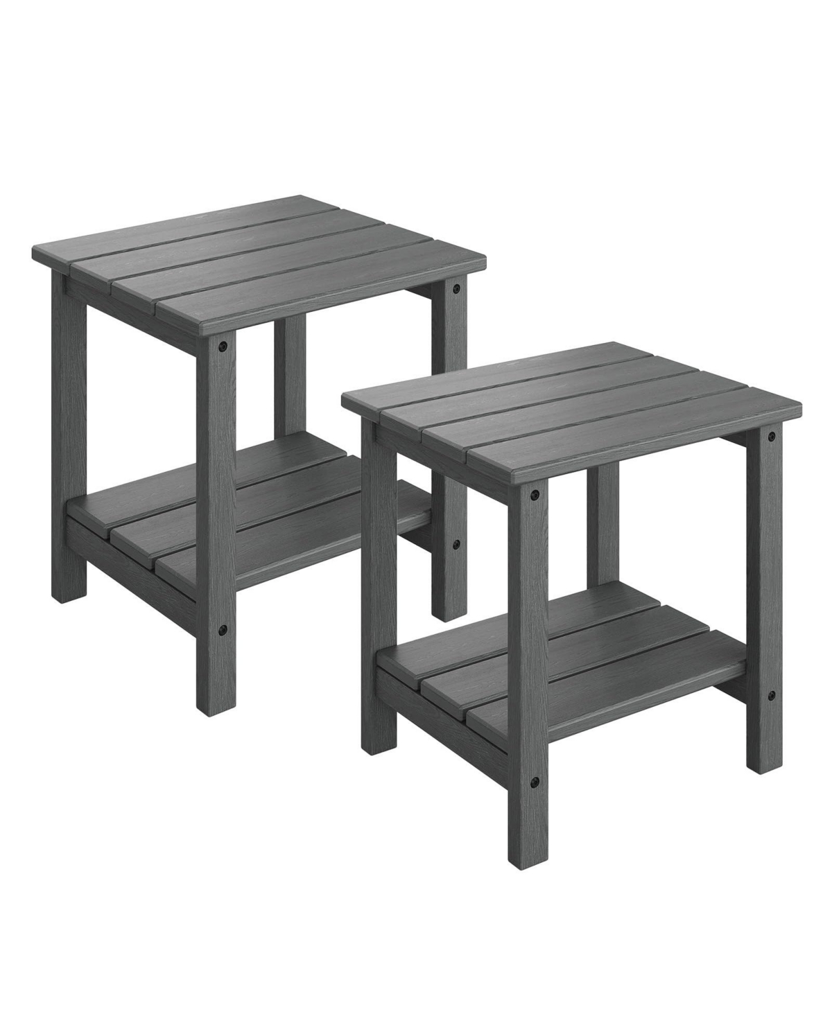 homfan 2-Pack 18" Adirondack Side Table – Hdpe 2-Tier Weather Resistant Square End Table for Patio, Poolside or Backyard