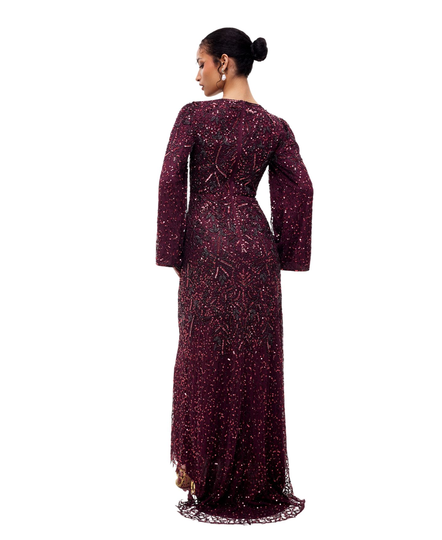 Женские платья Maryisa Modest Embellished Sequins Gown, цвет: Розовато-лиловый — фото 2